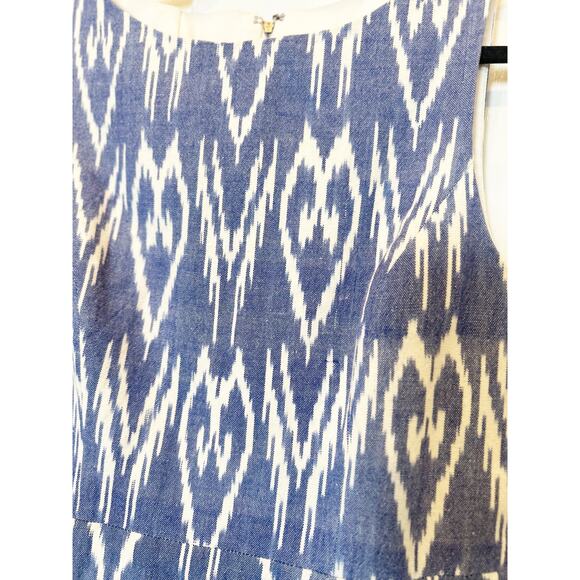 Alice & Olivia Dress Womens Small Epstein Blue White Ikat Print Fit & Flare Mini - Picture 7 of 9